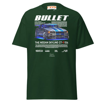 Nissan Skyline GT - R R34 T-Shirt | JDM Car Tee - Forest Green - T-Shirts Online