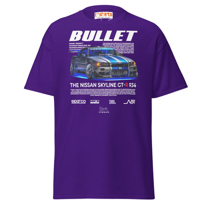 Nissan Skyline GT - R R34 T-Shirt | JDM Car Tee - Purple - T-Shirts Online