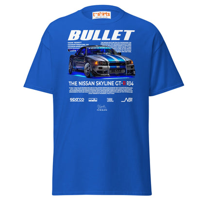 Nissan Skyline GT - R R34 T-Shirt | JDM Car Tee - Royal - T-Shirts Online