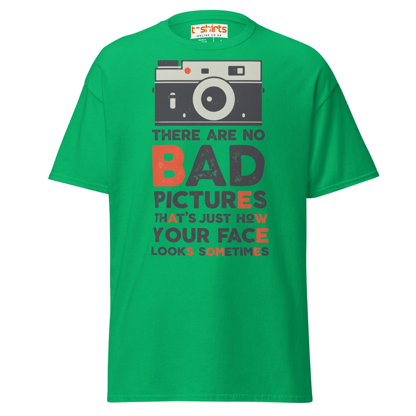 No Bad Pictures T-Shirt – Funny Photographer Quote Tee - Irish Green - T-Shirts Online
