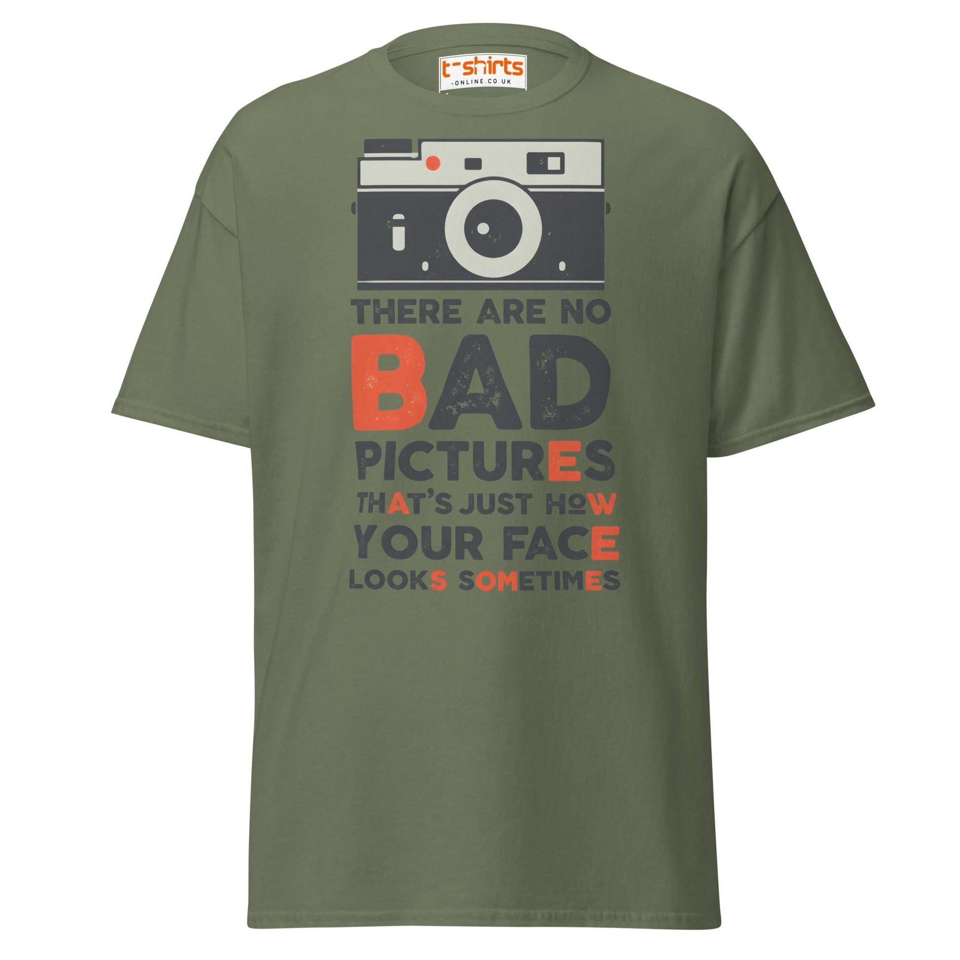 No Bad Pictures T-Shirt – Funny Photographer Quote Tee - Military Green - T-Shirts Online