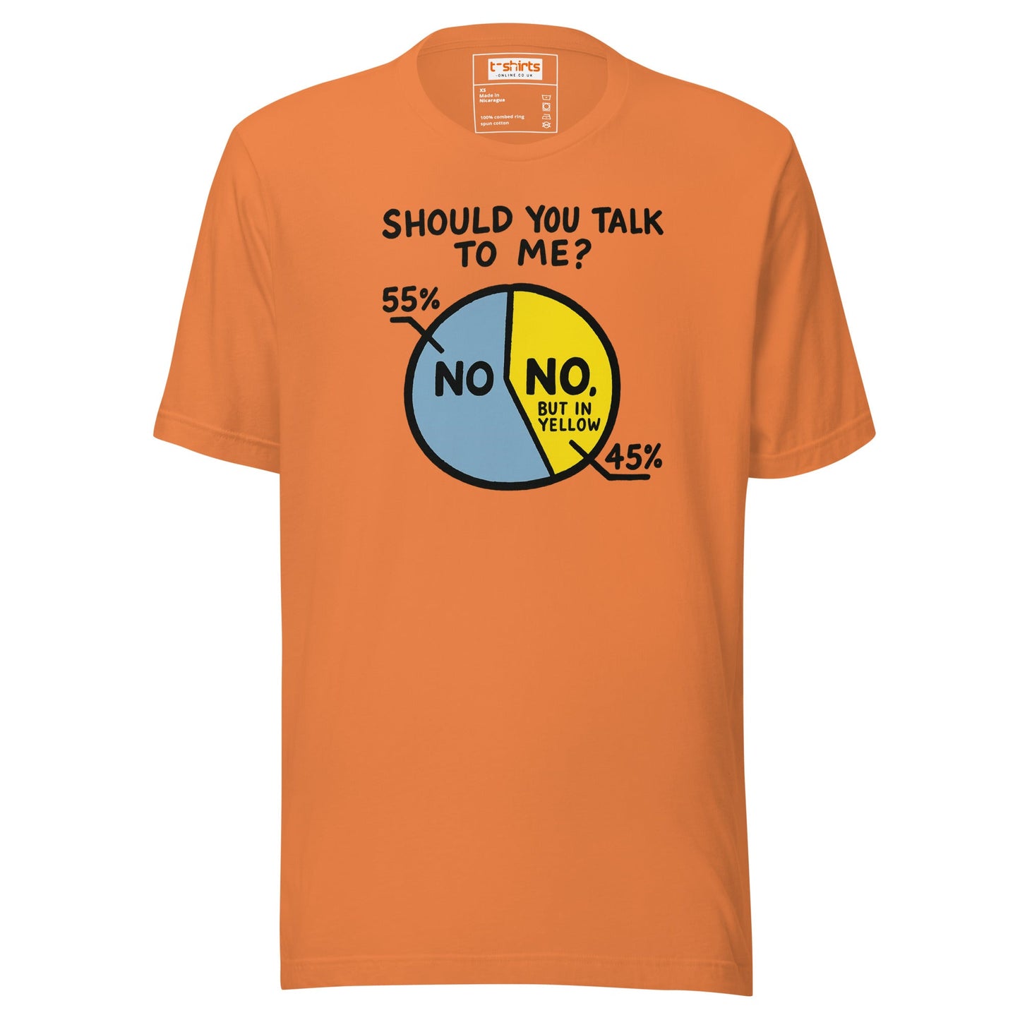 No Means No Pie Chart Funny T-Shirt - Burnt Orange - T-Shirts Online