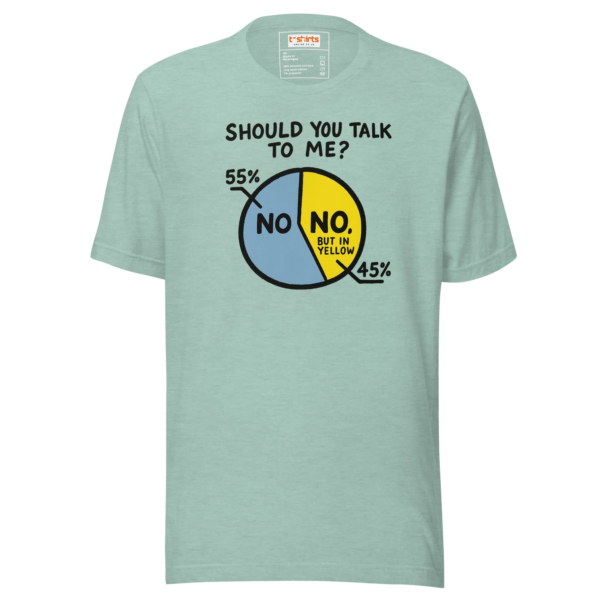 No Means No Pie Chart Funny T-Shirt - Heather Prism Dusty Blue - T-Shirts Online