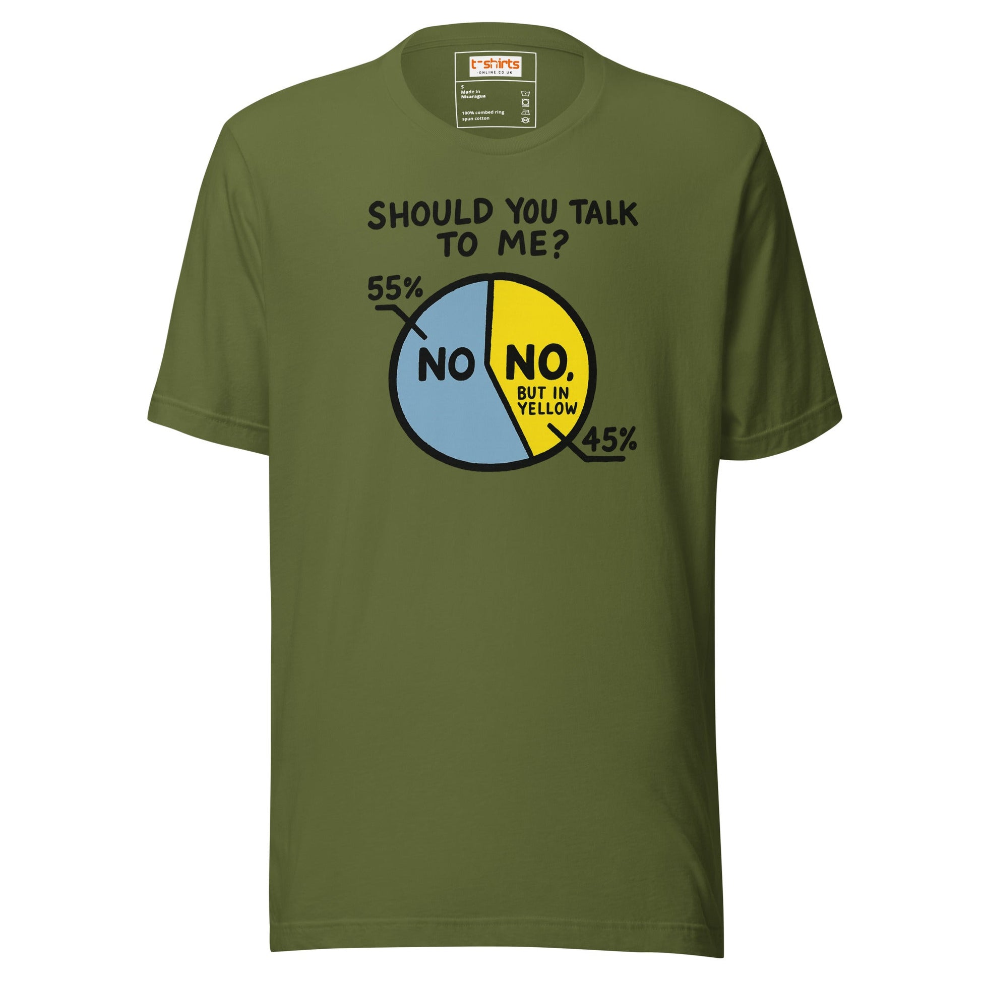No Means No Pie Chart Funny T-Shirt - Olive - T-Shirts Online