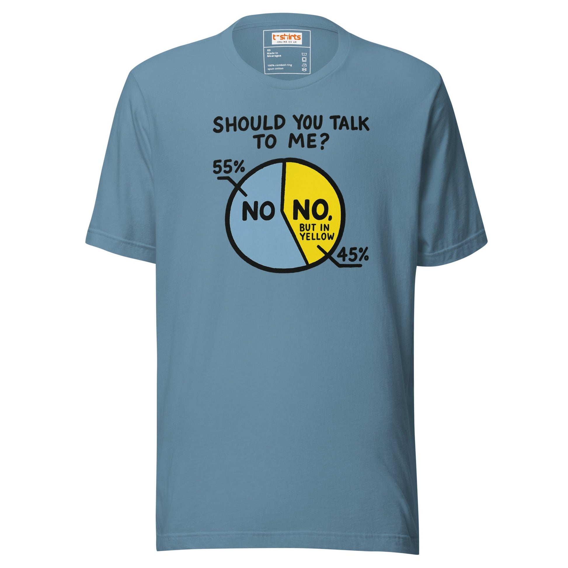 No Means No Pie Chart Funny T-Shirt - Steel Blue - T-Shirts Online
