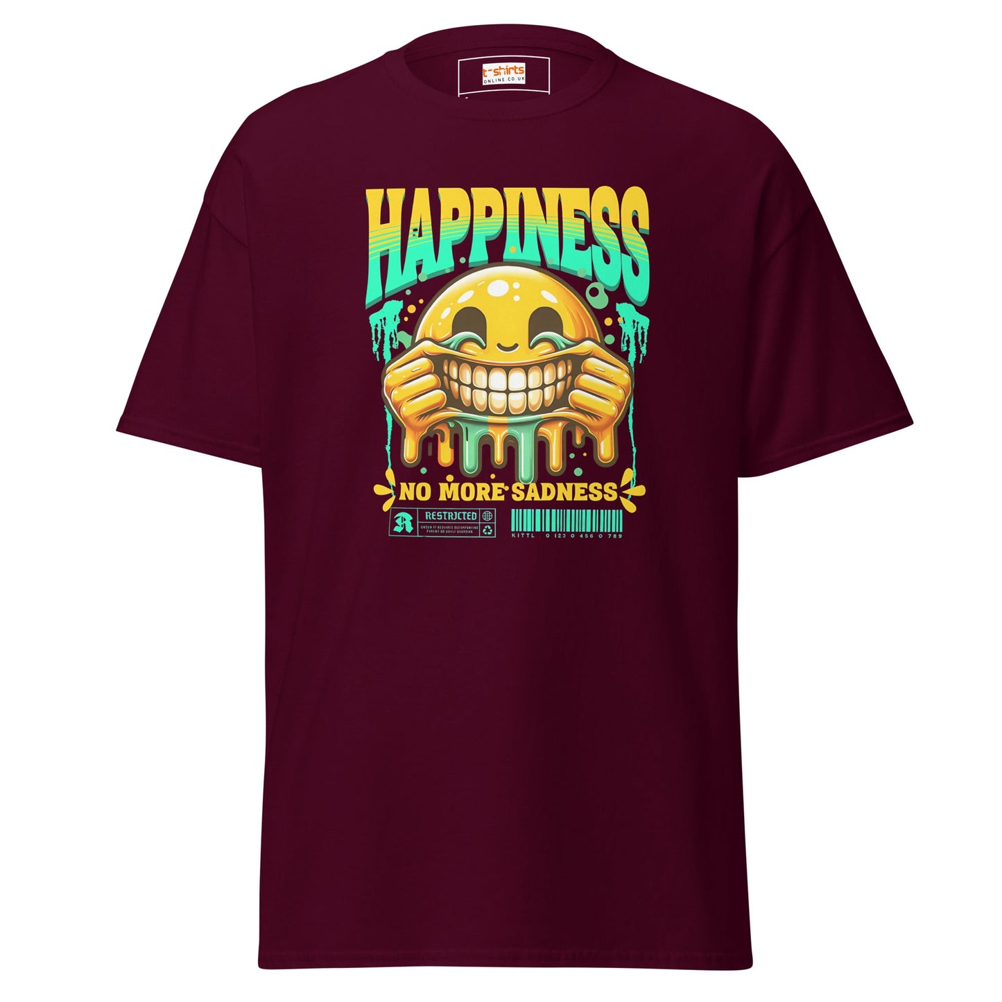 No More Sadness | Happiness T-Shirt - Maroon - T-Shirts Online