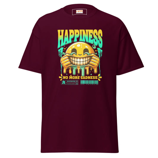 No More Sadness | Happiness T-Shirt - Maroon - T-Shirts Online