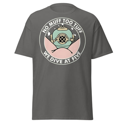 No Muff Too Tuff Funny Diving T-Shirt - Adult Humor Tee - Charcoal - T-Shirts Online