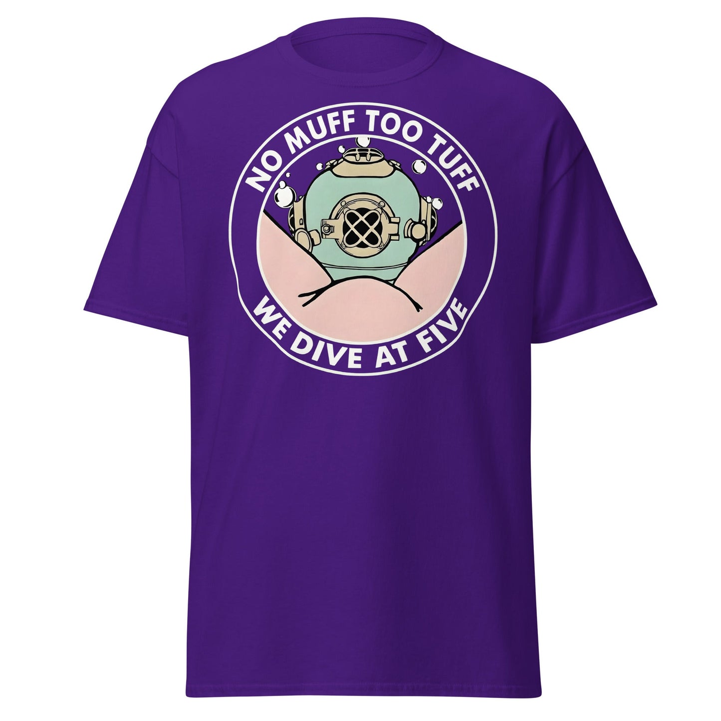 No Muff Too Tuff Funny Diving T-Shirt - Adult Humor Tee - Purple - T-Shirts Online