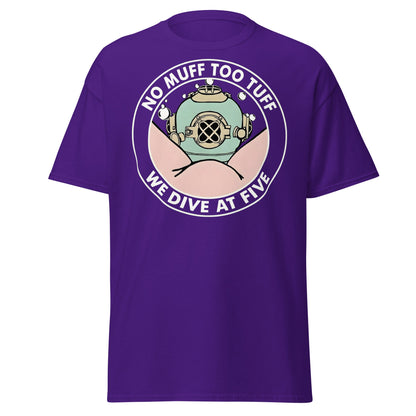 No Muff Too Tuff Funny Diving T-Shirt - Adult Humor Tee - Purple - T-Shirts Online