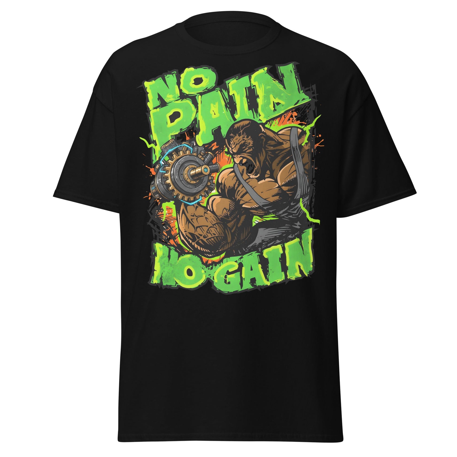 No Pain No Gain Gym Beast T-Shirt | Fitness Workout Tee - Black - T-Shirts Online