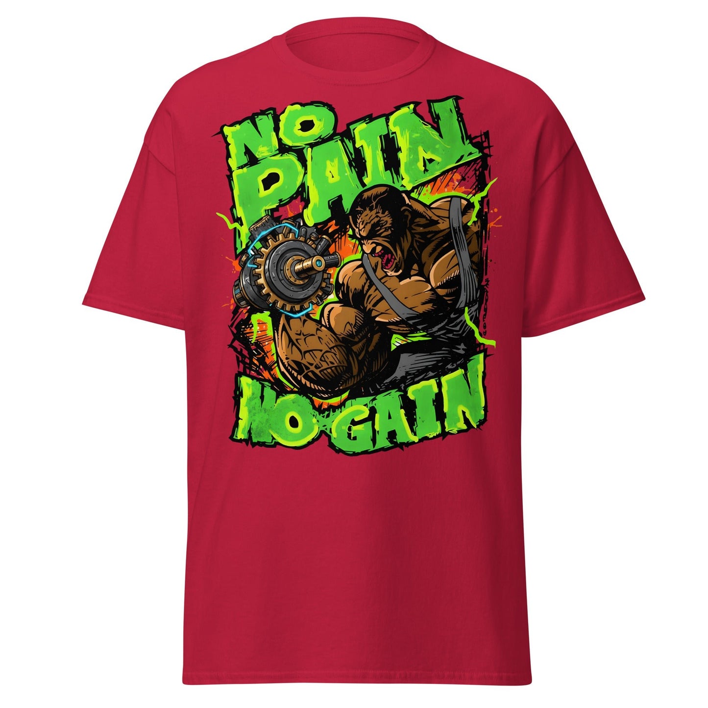 No Pain No Gain Gym Beast T-Shirt | Fitness Workout Tee - Cardinal - T-Shirts Online