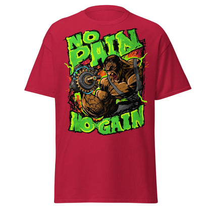 No Pain No Gain Gym Beast T-Shirt | Fitness Workout Tee - Cardinal - T-Shirts Online