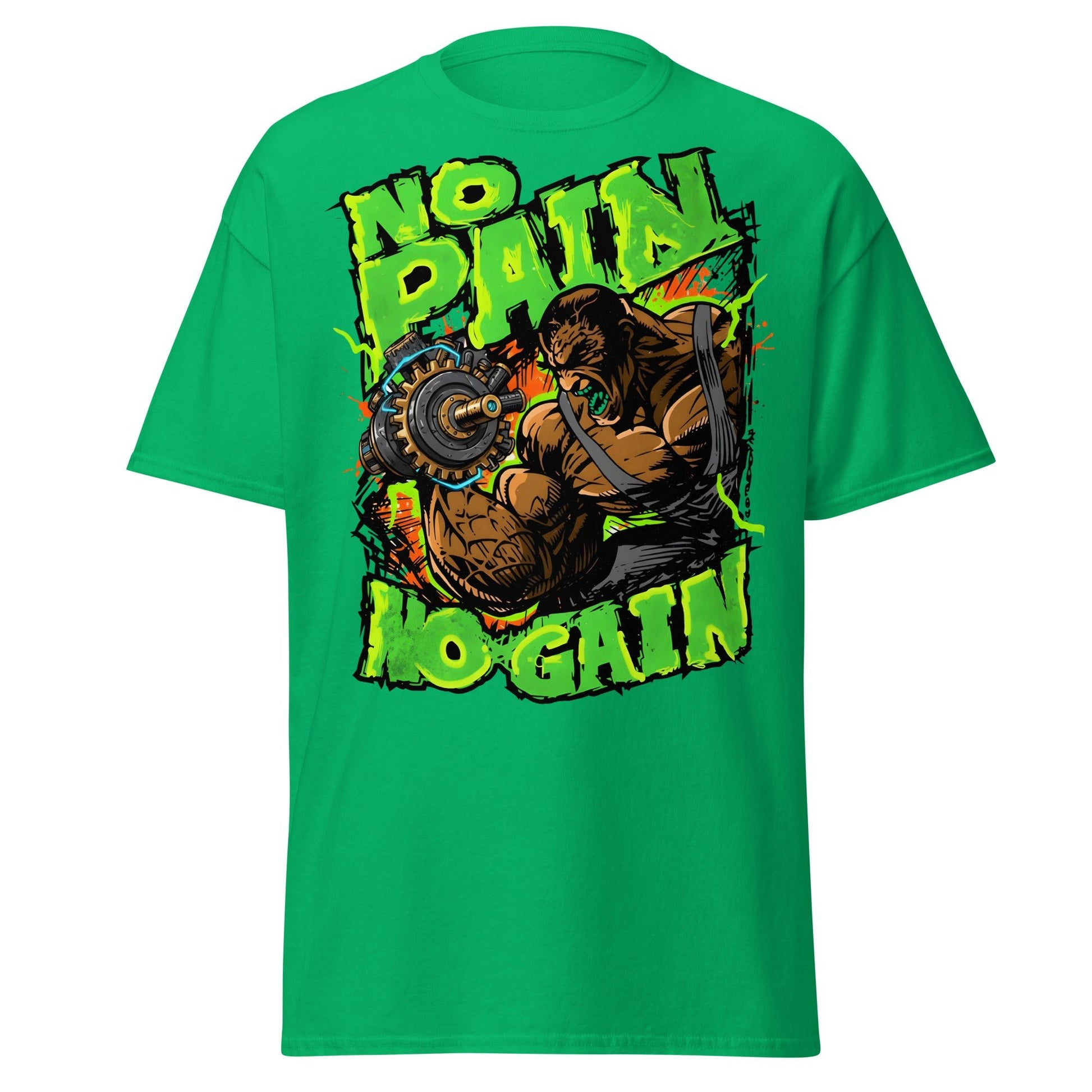 No Pain No Gain Gym Beast T-Shirt | Fitness Workout Tee - Irish Green - T-Shirts Online