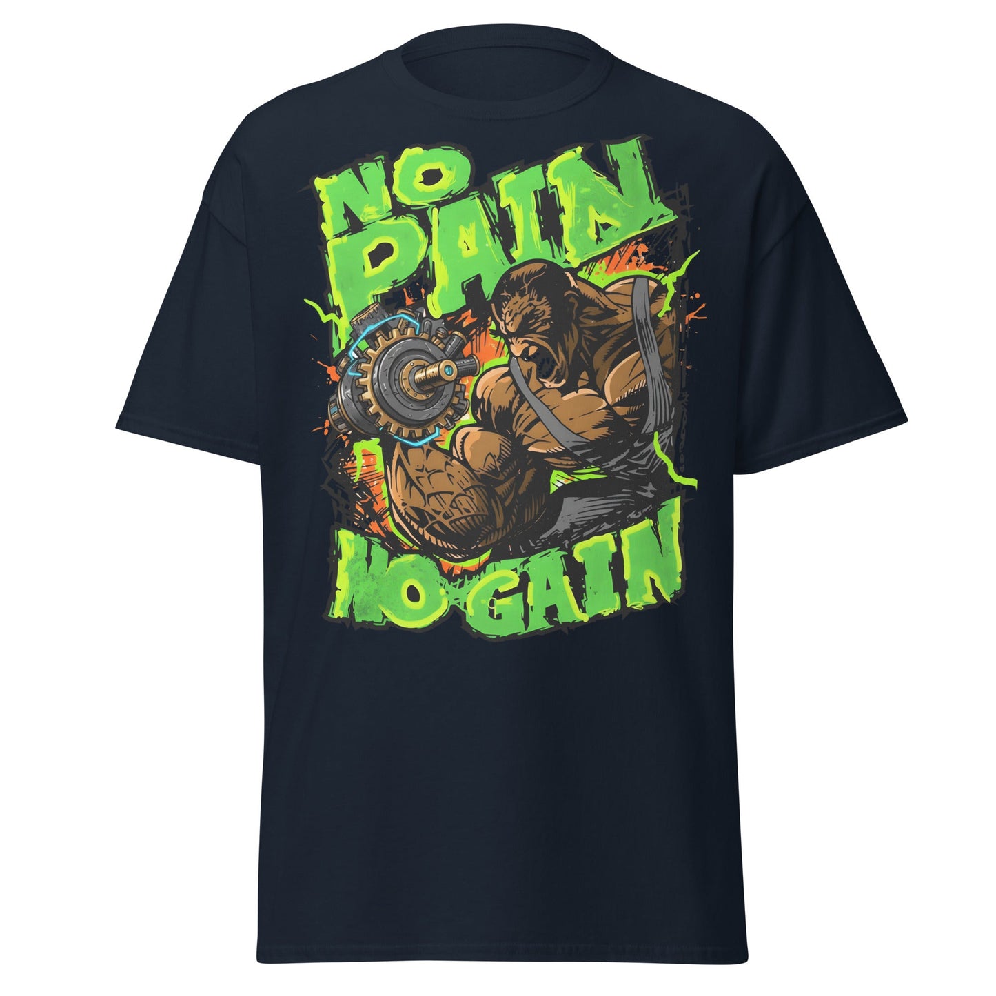 No Pain No Gain Gym Beast T-Shirt | Fitness Workout Tee - Navy - T-Shirts Online