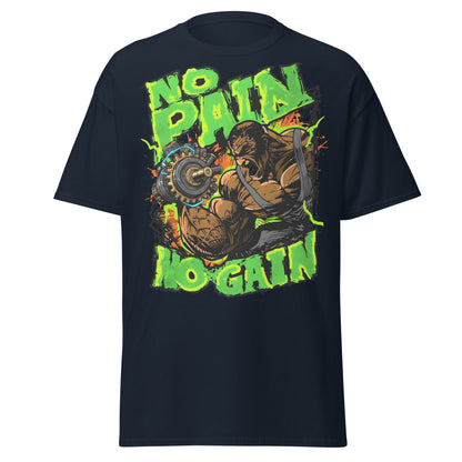 No Pain No Gain Gym Beast T-Shirt | Fitness Workout Tee - Navy - T-Shirts Online