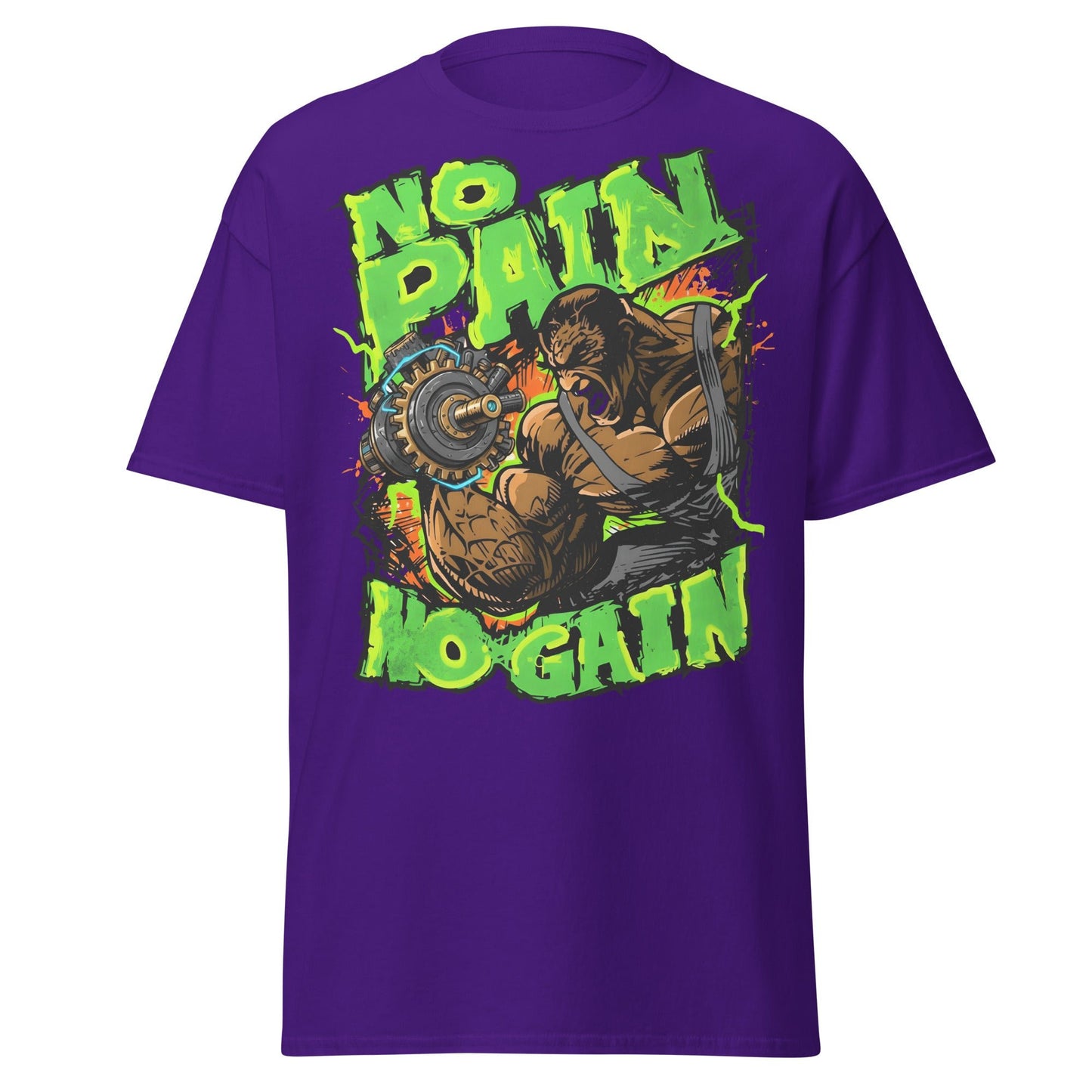 No Pain No Gain Gym Beast T-Shirt | Fitness Workout Tee - Purple - T-Shirts Online