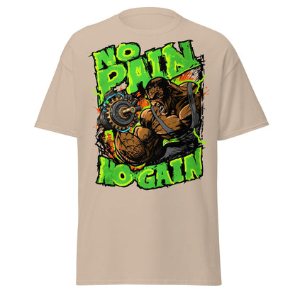 No Pain No Gain Gym Beast T-Shirt | Fitness Workout Tee - Sand - T-Shirts Online