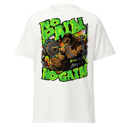 No Pain No Gain Gym Beast T-Shirt | Fitness Workout Tee - White - T-Shirts Online