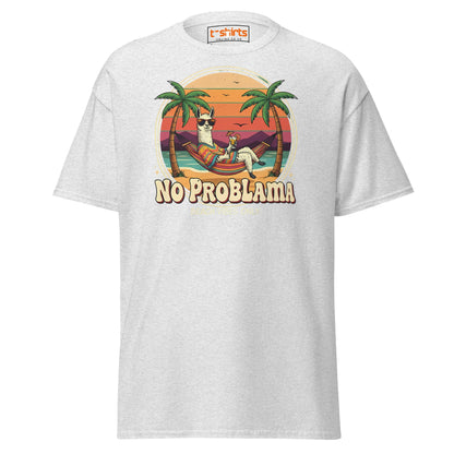 No Problama T-Shirt | Funny Llama Beach Vibes Tee - Ash - T-Shirts Online