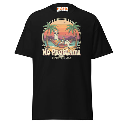 No Problama T-Shirt | Funny Llama Beach Vibes Tee - Black - T-Shirts Online