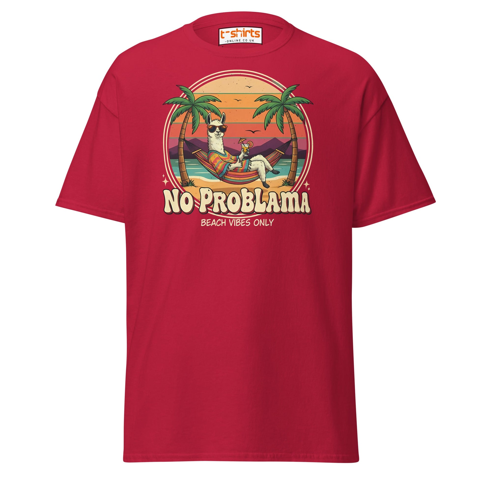 No Problama T-Shirt | Funny Llama Beach Vibes Tee - Cardinal - T-Shirts Online