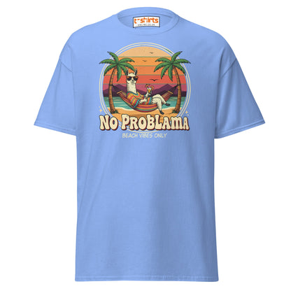 No Problama T-Shirt | Funny Llama Beach Vibes Tee - Carolina Blue - T-Shirts Online