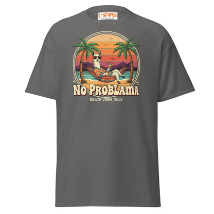 No Problama T-Shirt | Funny Llama Beach Vibes Tee - Charcoal - T-Shirts Online