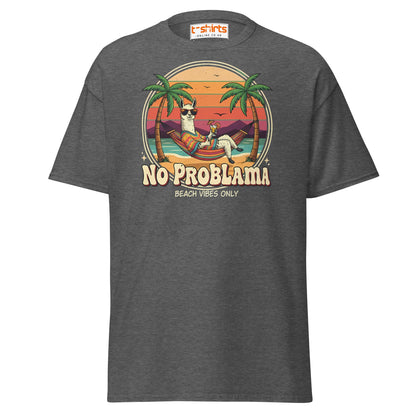 No Problama T-Shirt | Funny Llama Beach Vibes Tee - Dark Heather - T-Shirts Online