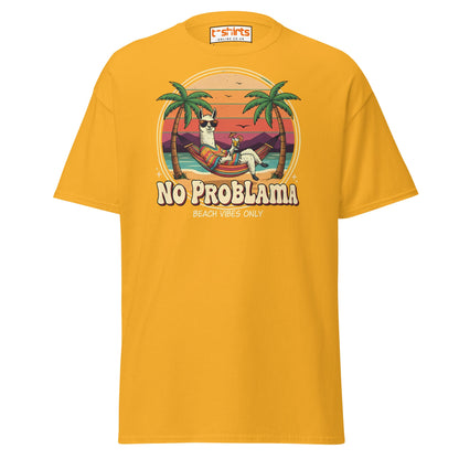 No Problama T-Shirt | Funny Llama Beach Vibes Tee - Gold - T-Shirts Online