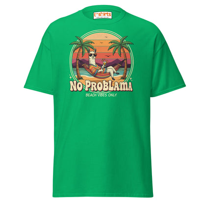No Problama T-Shirt | Funny Llama Beach Vibes Tee - Irish Green - T-Shirts Online