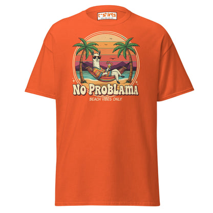 No Problama T-Shirt | Funny Llama Beach Vibes Tee - Orange - T-Shirts Online