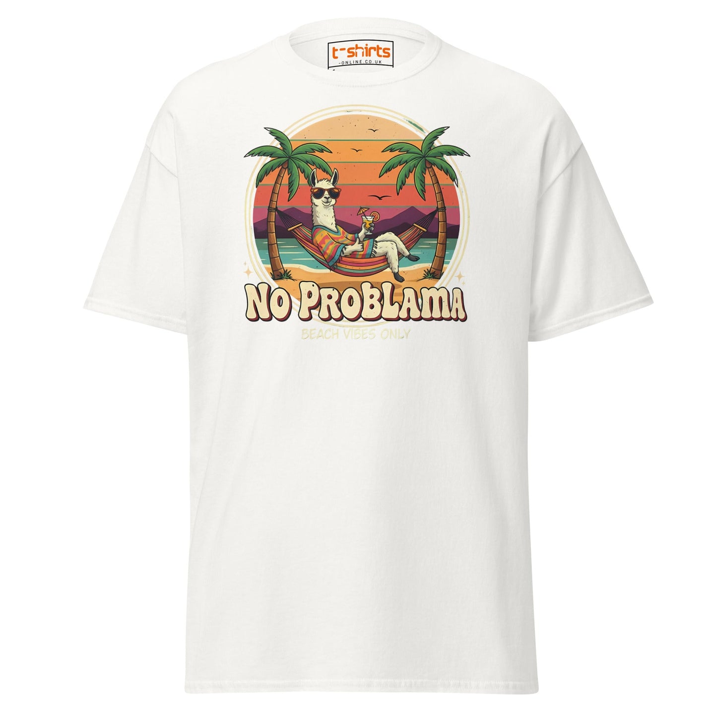No Problama T-Shirt | Funny Llama Beach Vibes Tee - White - T-Shirts Online