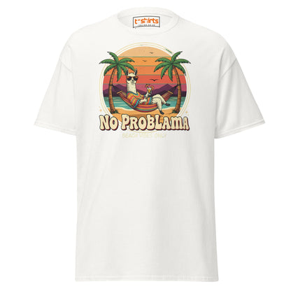 No Problama T-Shirt | Funny Llama Beach Vibes Tee - White - T-Shirts Online