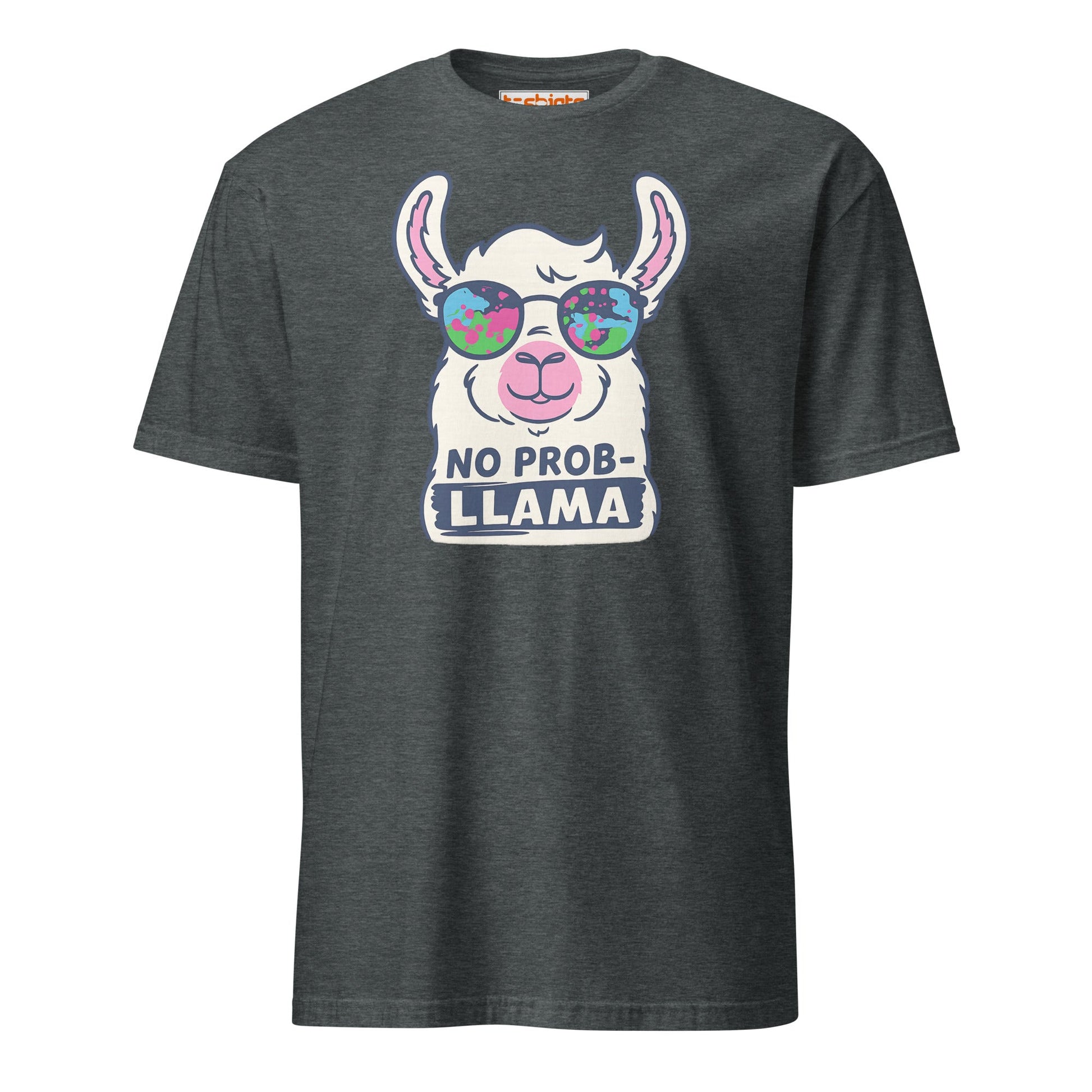 No Probllama Funny Llama T-Shirt - Dark Heather - T-Shirts Online