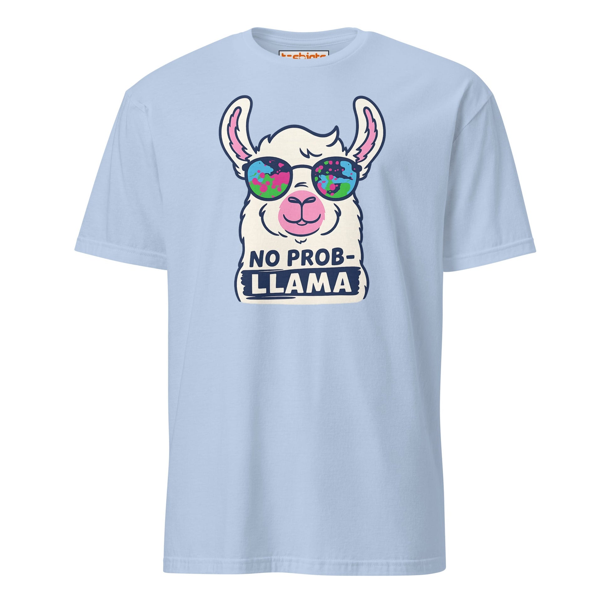 No Probllama Funny Llama T-Shirt - Light Blue - T-Shirts Online