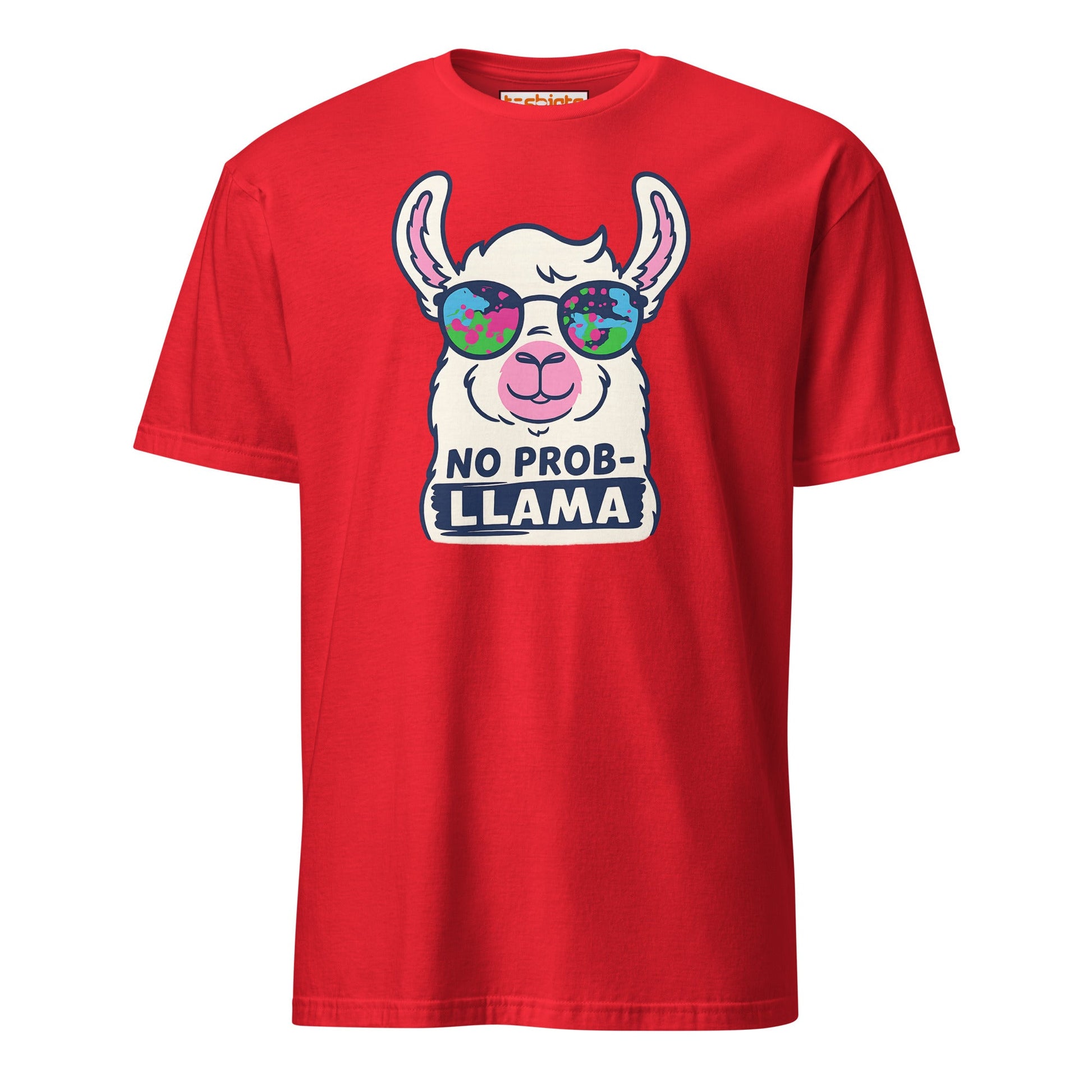 No Probllama Funny Llama T-Shirt - Red - T-Shirts Online