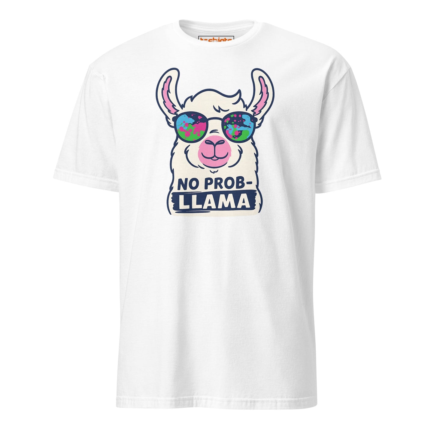 No Probllama Funny Llama T-Shirt - White - T-Shirts Online