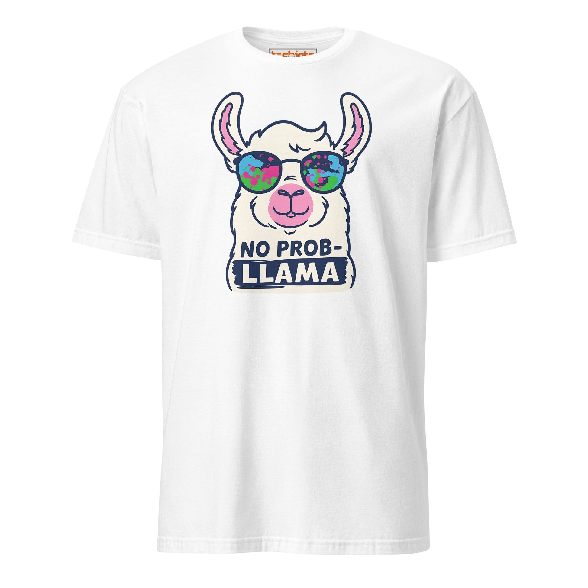No Probllama Funny Llama T-Shirt - White - T-Shirts Online