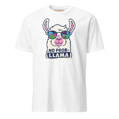 No Probllama Funny Llama T-Shirt - White - T-Shirts Online