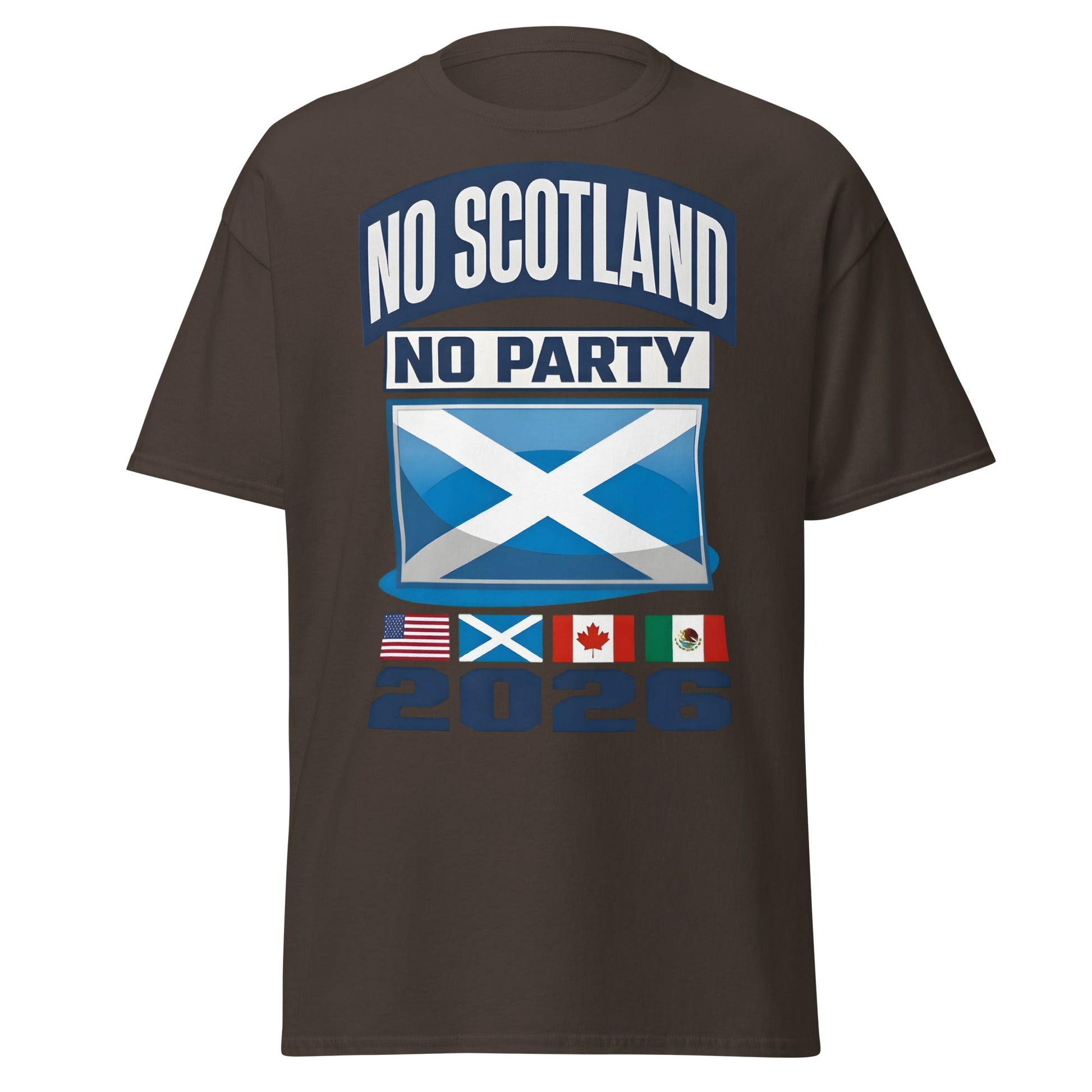 No Scotland No Party 2026 T-Shirt - Football Fan Tee - Dark Chocolate - T-Shirts Online