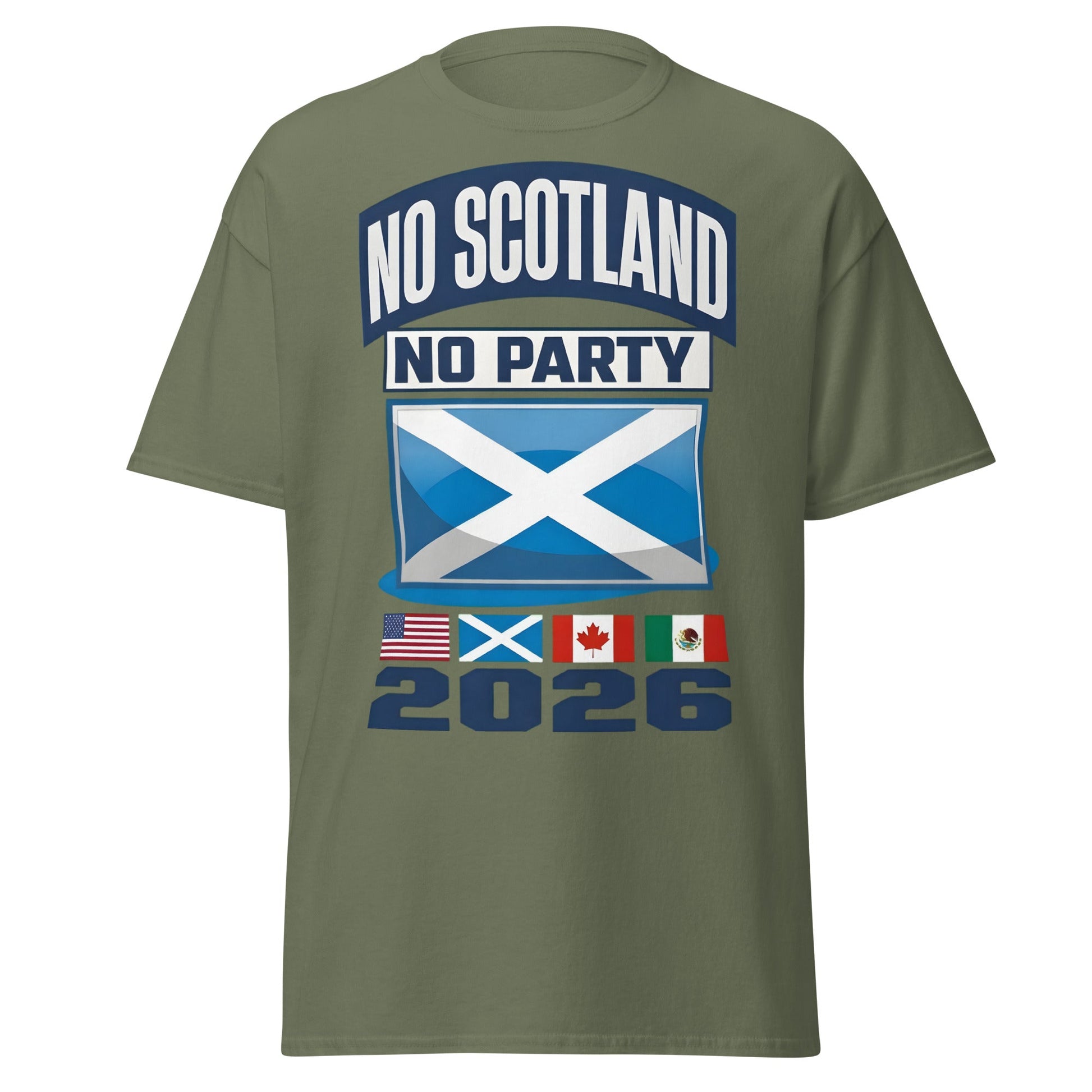 No Scotland No Party 2026 T-Shirt - Football Fan Tee - Military Green - T-Shirts Online