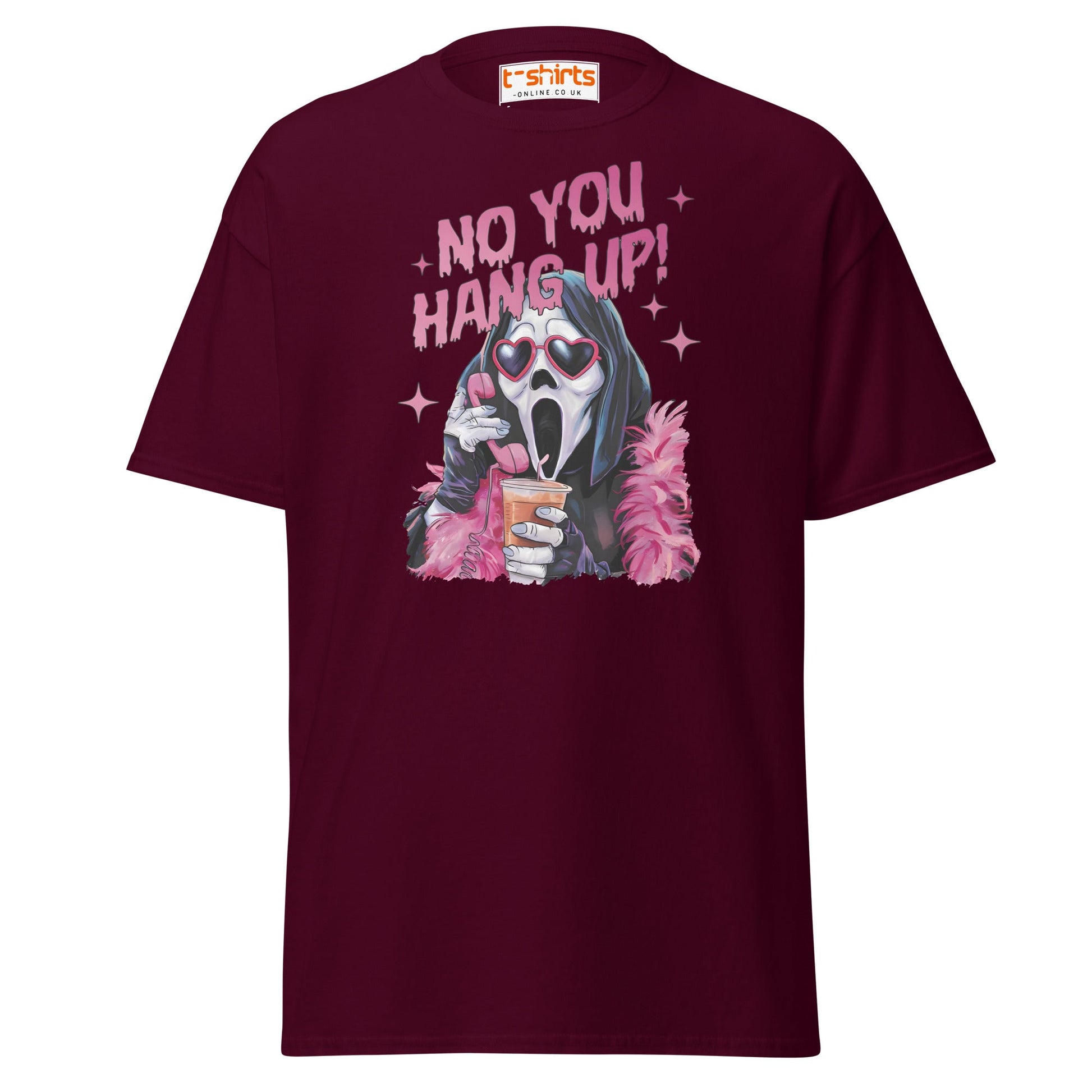 No You Hang Up Ghostface T-Shirt - Maroon - T-Shirts Online