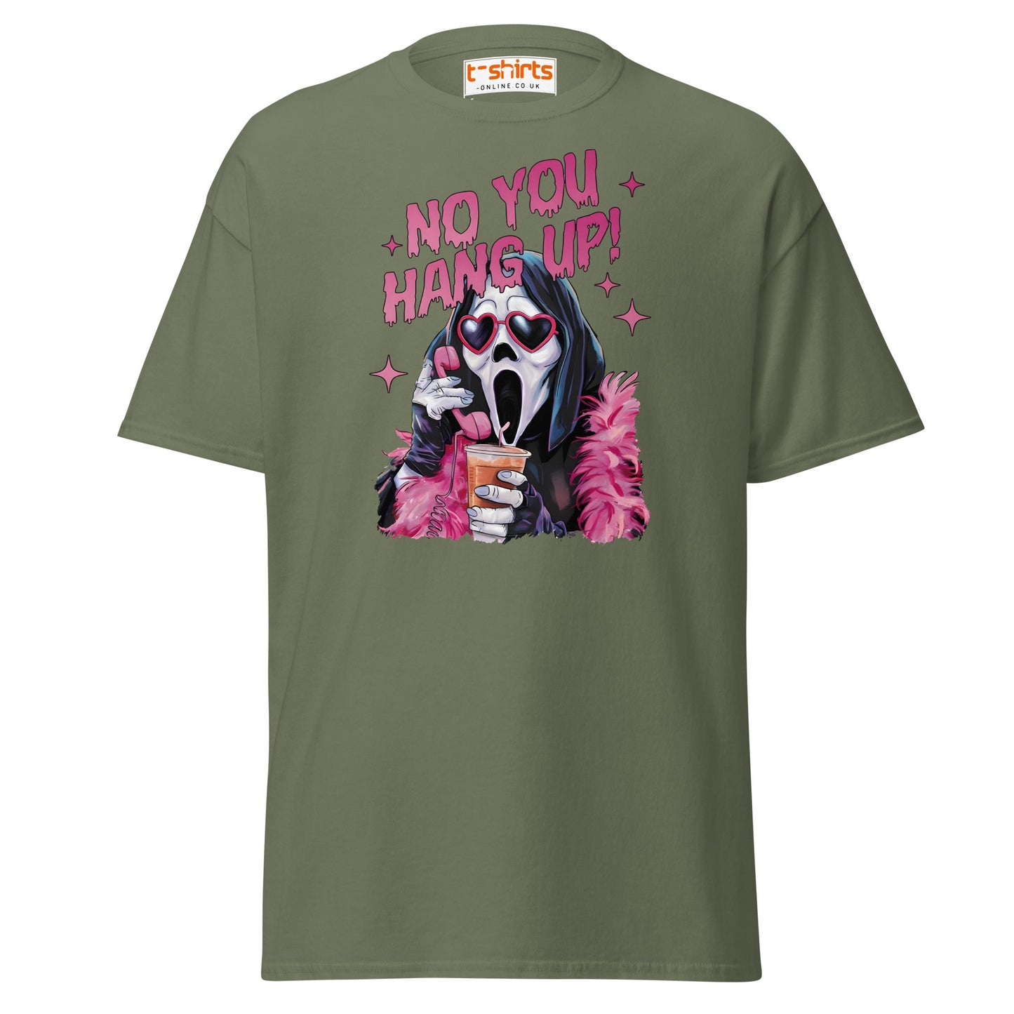No You Hang Up Ghostface T-Shirt - Military Green - T-Shirts Online