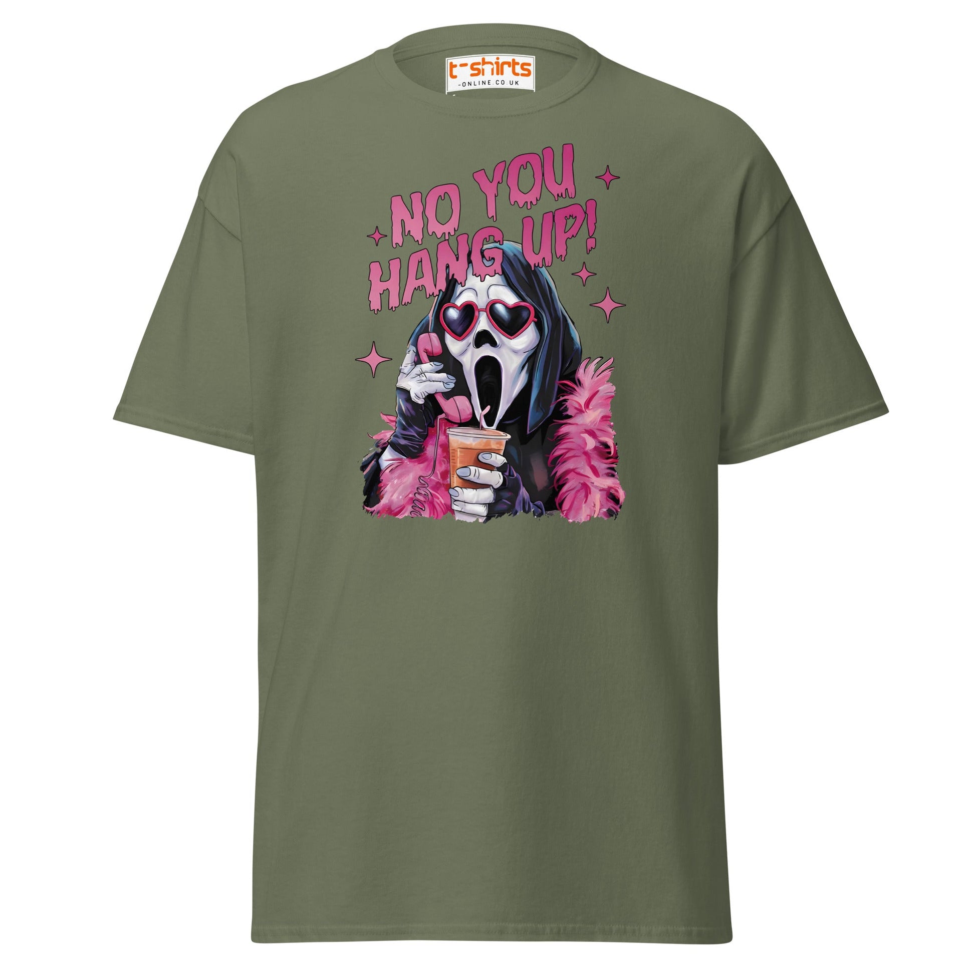 No You Hang Up Ghostface T-Shirt - Military Green - T-Shirts Online