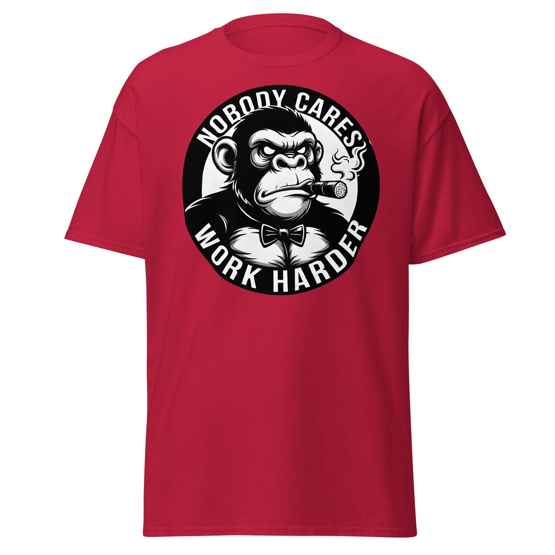 Nobody Cares Work Harder Gorilla T-Shirt - Motivaton Tee - Cardinal - T-Shirts Online
