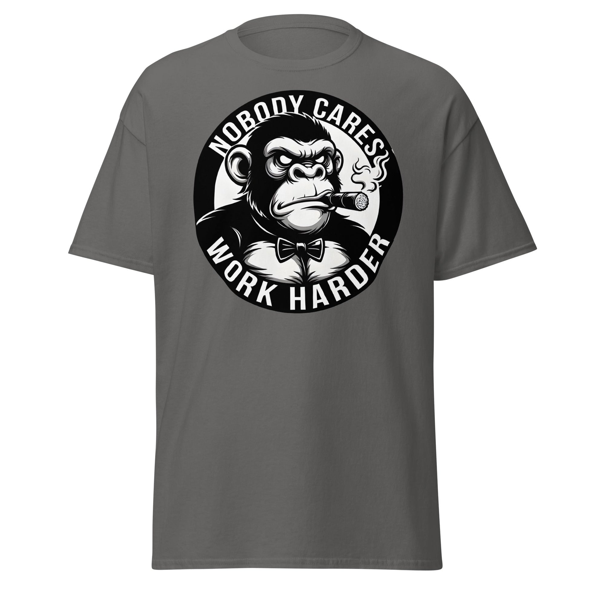 Nobody Cares Work Harder Gorilla T-Shirt - Motivaton Tee - Charcoal - T-Shirts Online