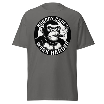 Nobody Cares Work Harder Gorilla T-Shirt - Motivaton Tee - Charcoal - T-Shirts Online
