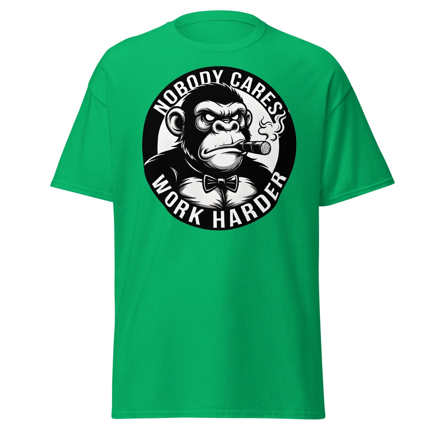 Nobody Cares Work Harder Gorilla T-Shirt - Motivaton Tee - Irish Green - T-Shirts Online