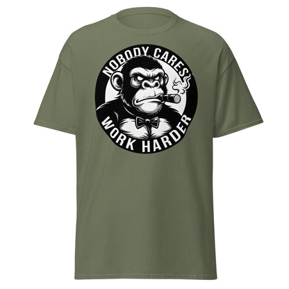 Nobody Cares Work Harder Gorilla T-Shirt - Motivaton Tee - Military Green - T-Shirts Online